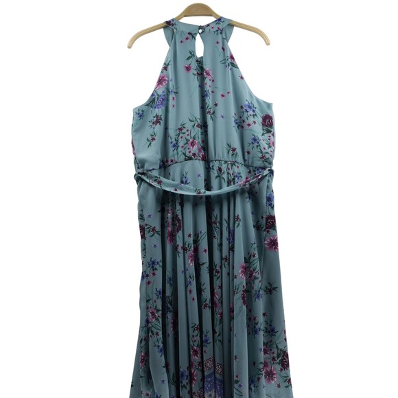 Lilt Women's Plus Halter Neck Keyhole Floral Chiffon Maxi Dress Blue XXXL (22.5) - Picture 5 of 12